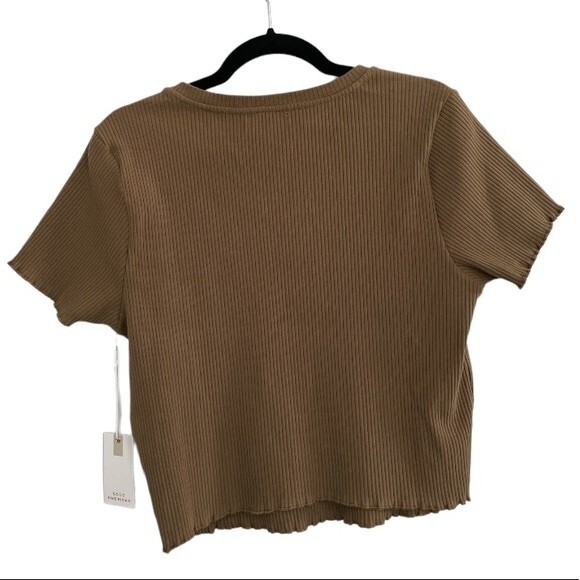 NWT Good American Rib Knit Baby Tee Shirt Sepia Brown Size XL NEW‎ - Picture 4 of 8